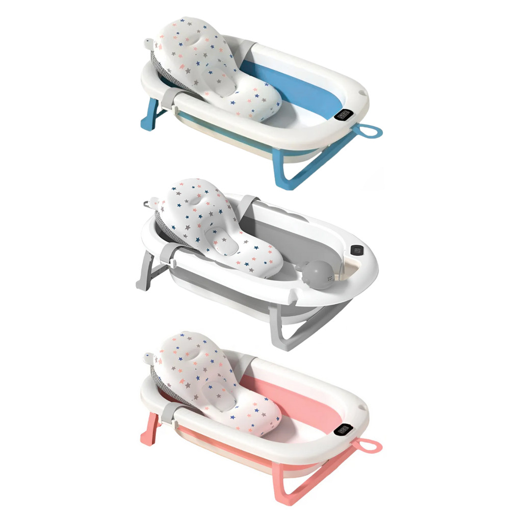 Banheira Infantil Dobrável Com Termômetro E Almofada Wing em Oferta na Shopee