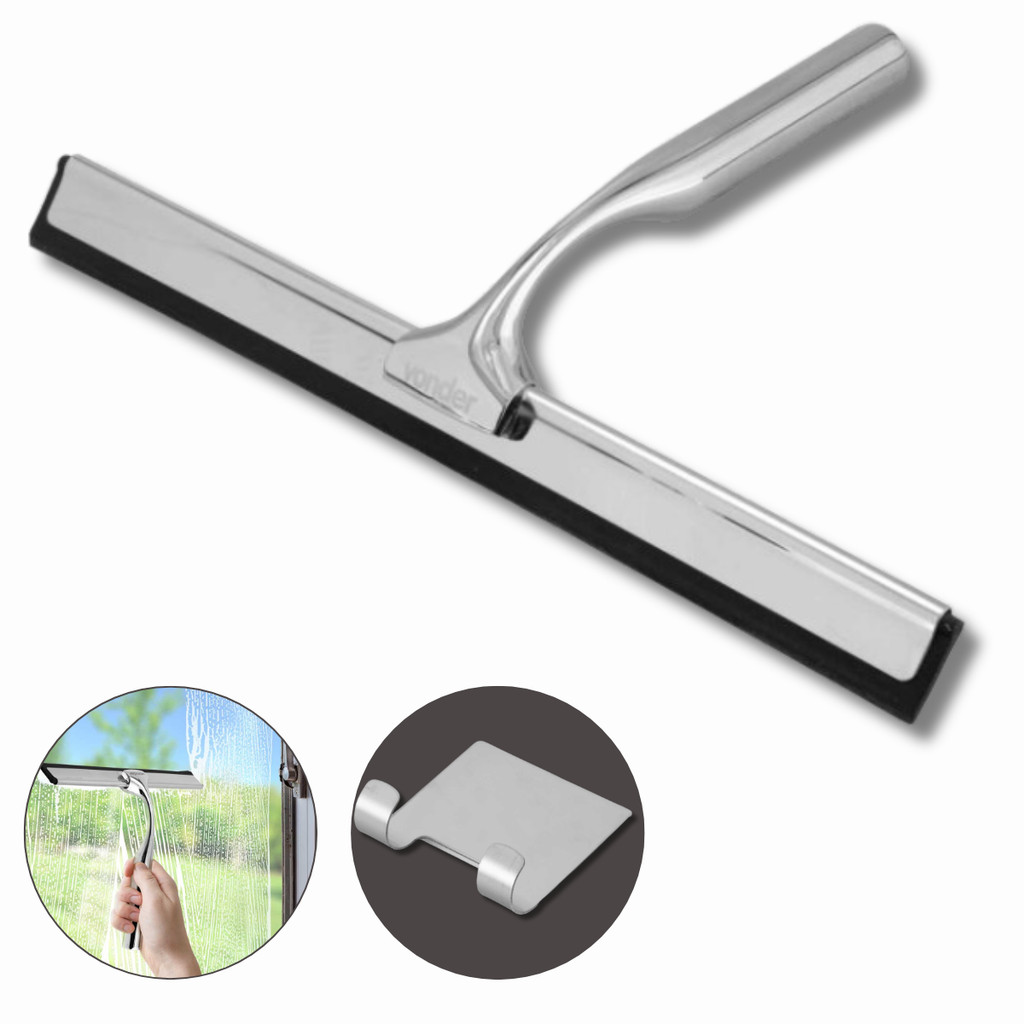 Rodo de Aço Inox VONDER 25 cm com Base de Silicone