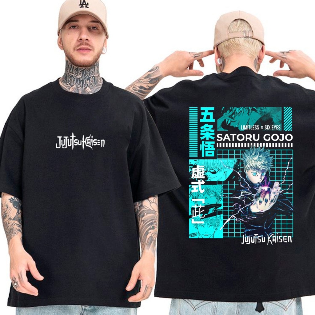 Camisa Satoru Gojo Jujutsu Kaisen Feiticeiro Camiseta Oversized 100% Algodão Unissex