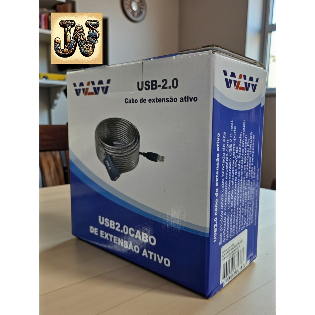 Cabo Extensor USB 2.0 Ativo Amplificado 10 Metros Macho Fêmea