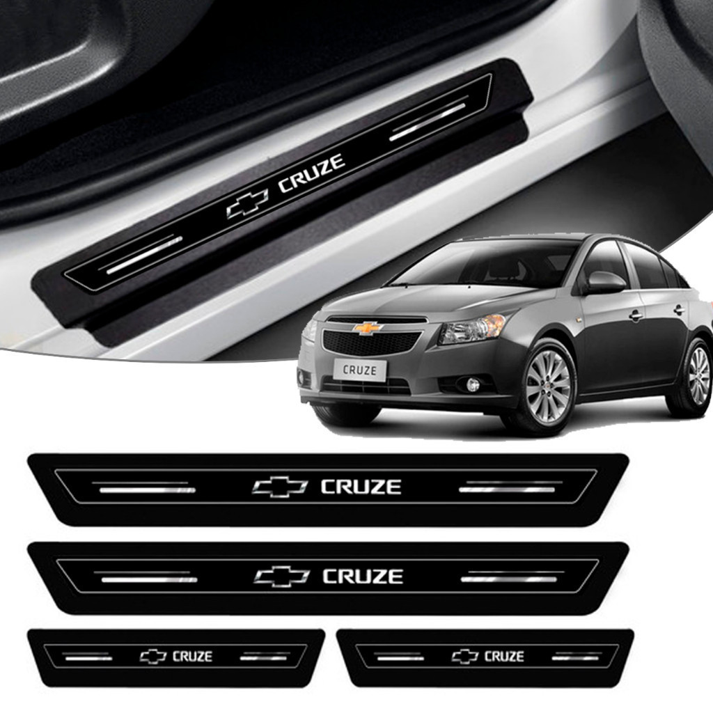 Kit 8 Peças Soleira Protetor Porta Cruze Sedan LT LTZ 2012 2013 2014 2015 2016 Até 2020 2023