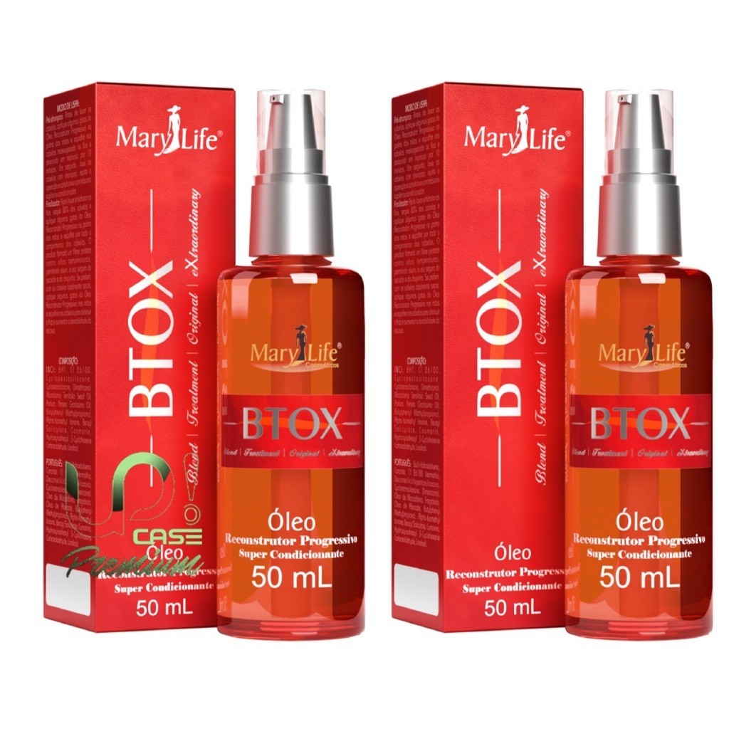 2x Óleo Reconstrutor Progressivo Btox 50ml MaryLife em Oferta na Shopee