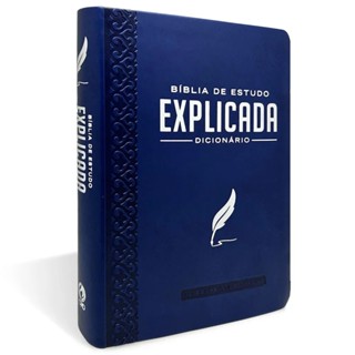 Bíblia de Estudo Explicada | ARC | Letra Média | Luxo Azul em Oferta na Shopee
