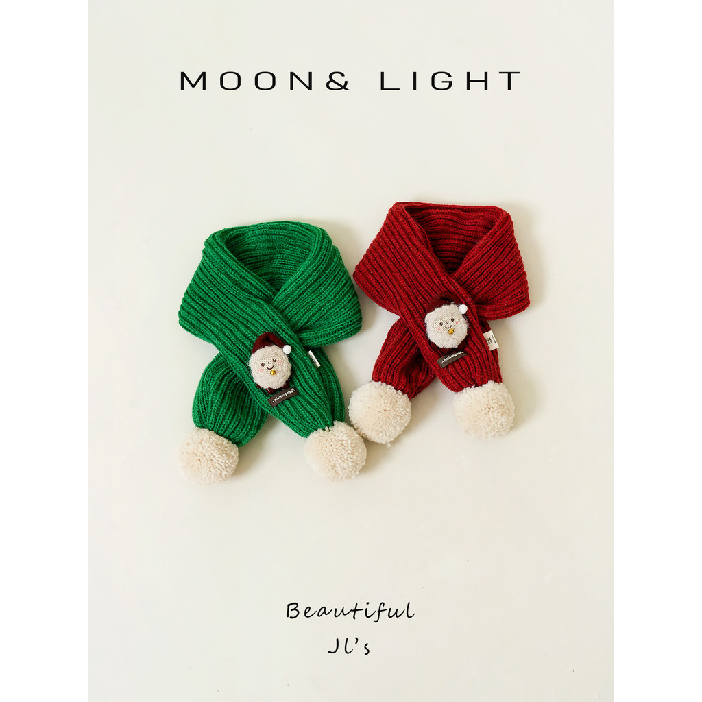 Natal crianças cachecol inverno quente meninos meninas bebê férias bonecas pequena bola à prova de vento cruz cachecol d