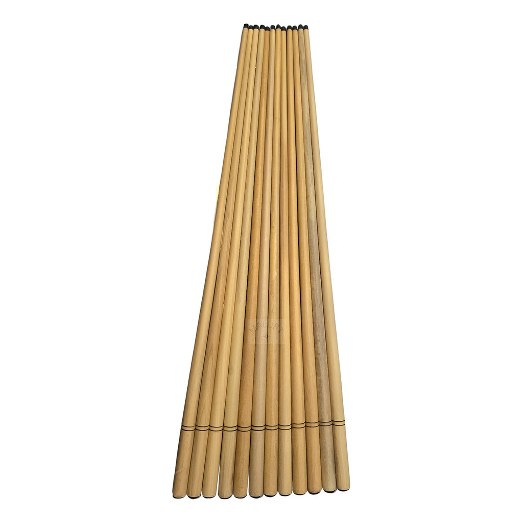 kit de 12 Tacos Sinuca Snooker  Interiço Madeira Selecionada