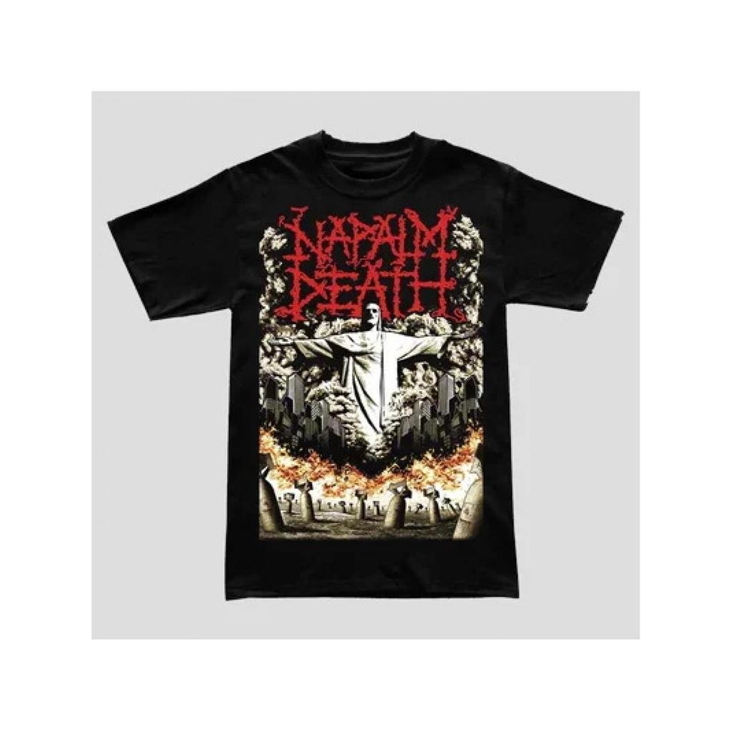 Camiseta Napalm Death Grindcore Heavy Metal com Logo e Arte de álbum Ic?nica - Unissex Plus Size Oversized 100% Algod?o
