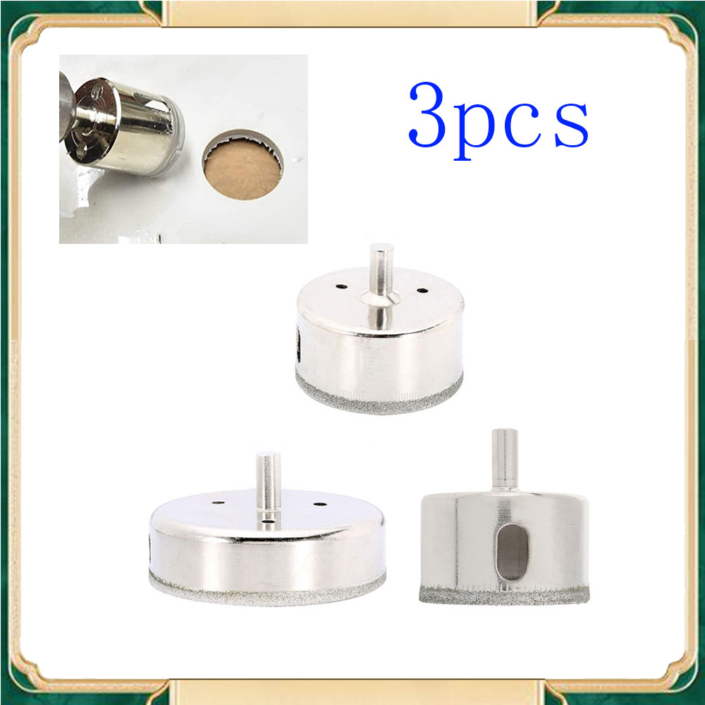 3 serras copo (três tamanhos diferentes: 50+60+100 mm) Para perfurar azulejos, mármore, etc.