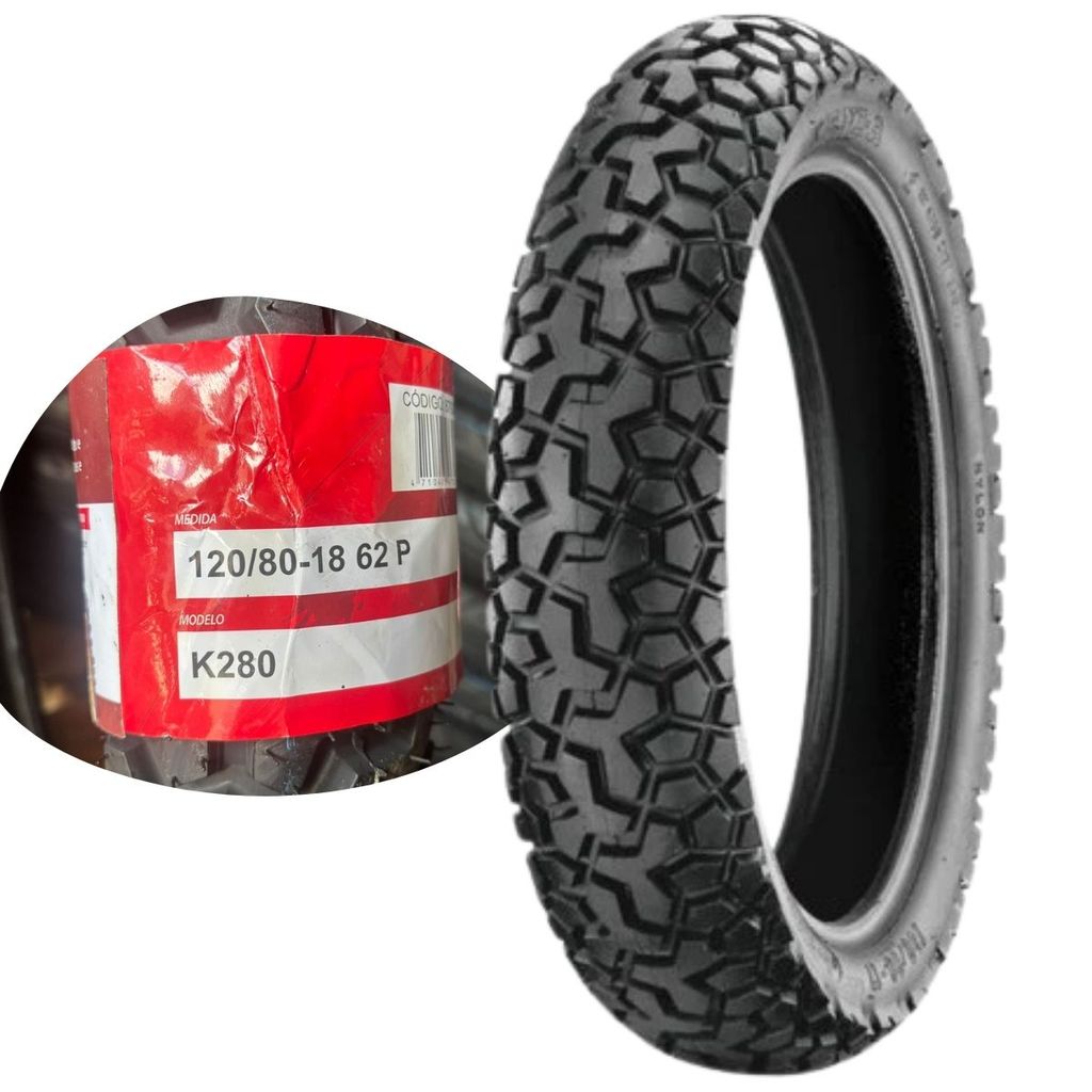 Pneu Moto Kenda Aro 18 RT36 120/80-18 62P Uso Com Câmara - Traseiro