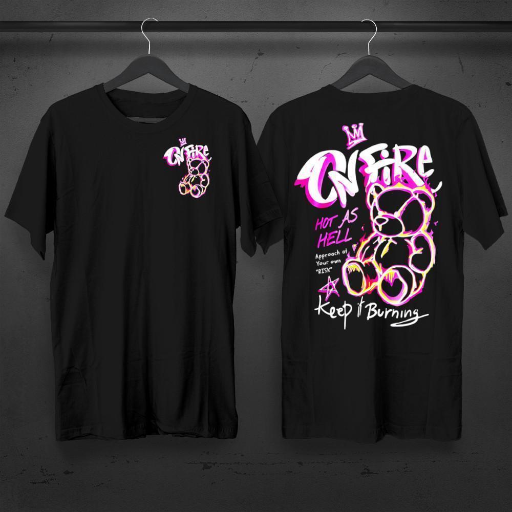 Camiseta Streetwear Bear On Fire Camisa com Estilo Oversized Qualidade Algodão ENVIO IMEDIATO Em 23
