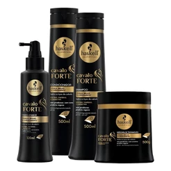 Kit Cavalo Forte Haskell (4 Itens) | Shampoo + Condicionador + Máscara + Tônico 120ml | Reconstrução E Crescimento