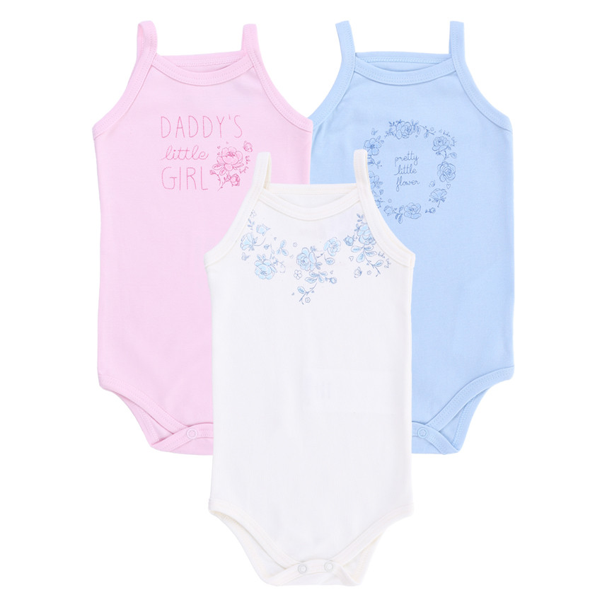 Body Kiko Baby Alça Fina Em Suedine Estampado Flor - 3 Peças em Oferta na Shopee