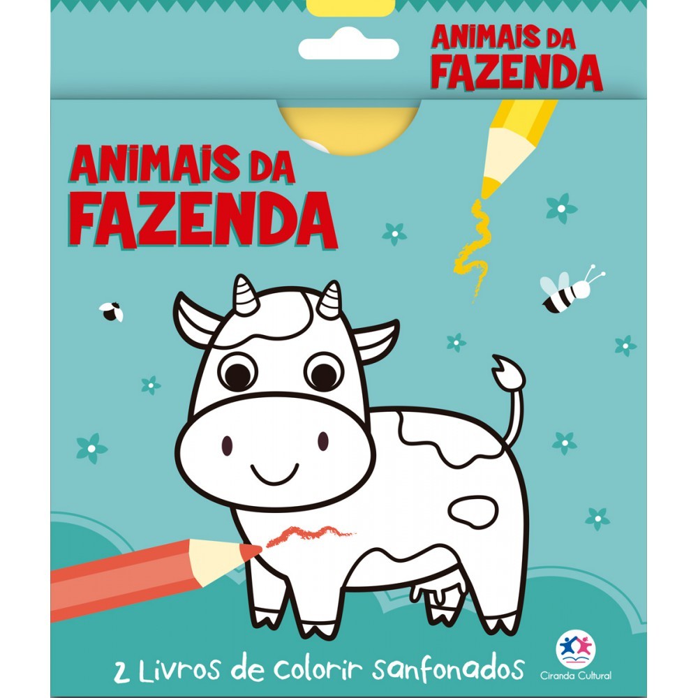 Livro Animais da fazenda - 2 livros de colorir sanfonados