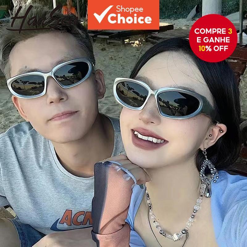 Óculos De Sol Unissex Y2K Cyberpunk-Armação Preta Prateada Com Proteção UV Para Ciclismo E Futurista ​ em Oferta na Shopee