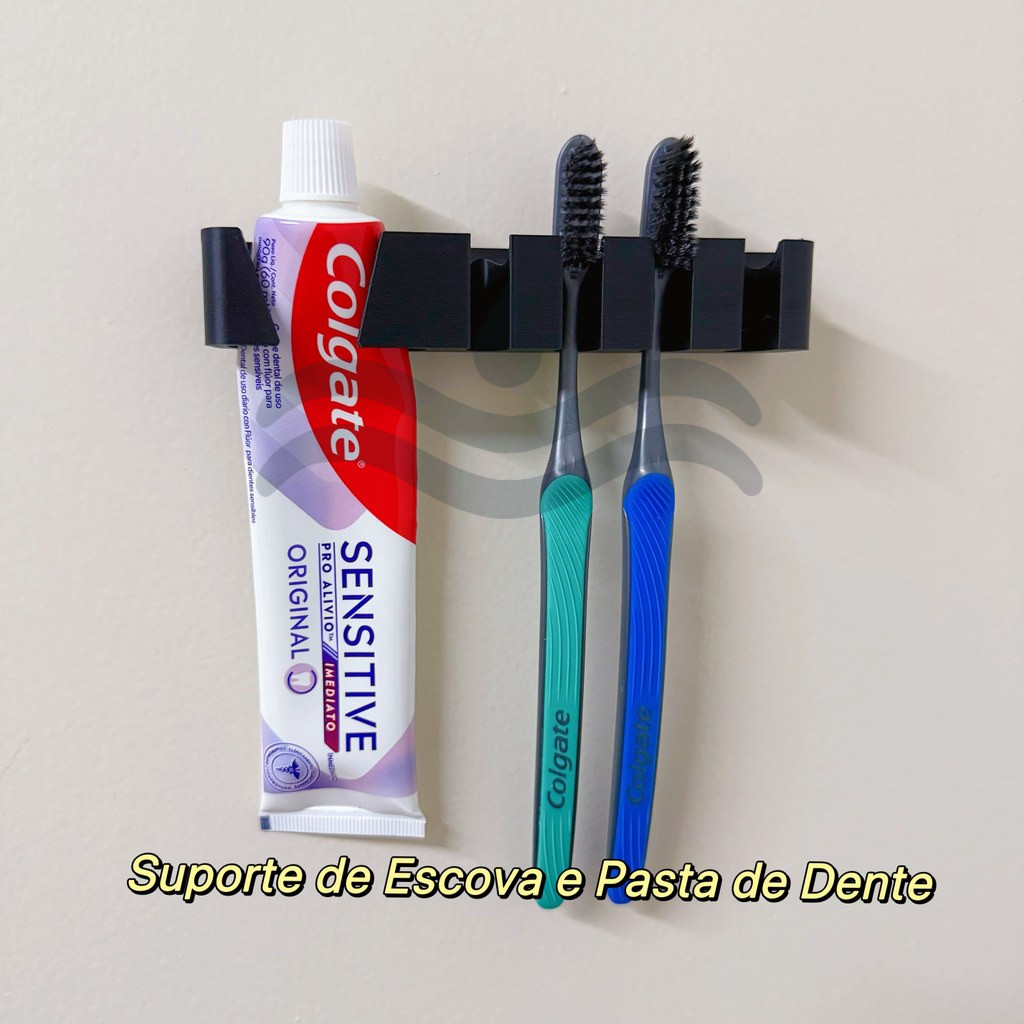 Suporte de Escova de Dente e Pasta - Organizador de Parede para Banheiro - Porta Escova - Fita Dupla Face sem Parafusos