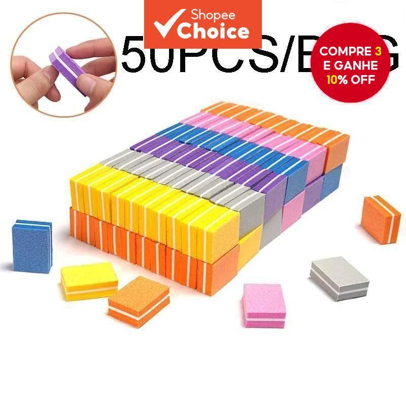 50 Lixas de Polimento Mini Buffer 100/180 Quadradas