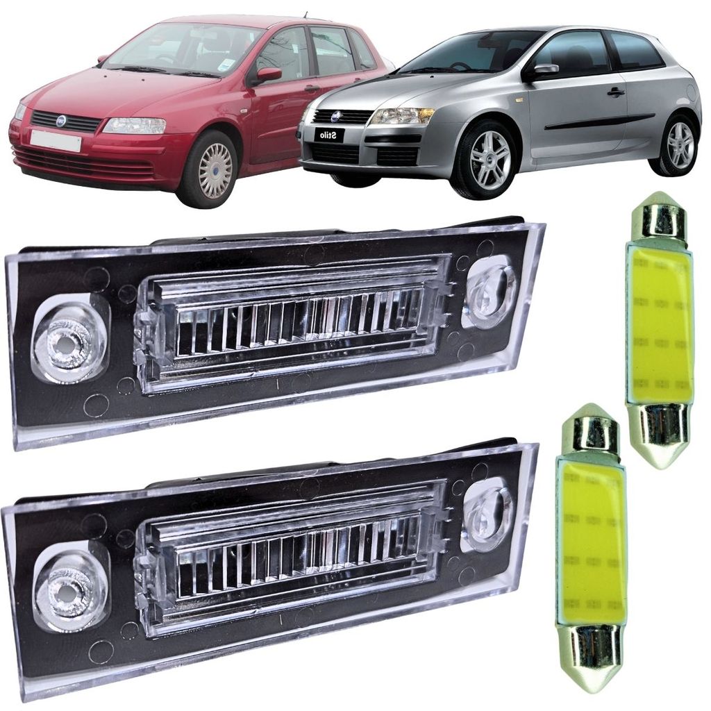 KIT LANTERNA LUZ DE PLACA FIAT STILO 2002 A 2010 PAR COM LÂMPADAS LED 12V ILUMINAÇÃO