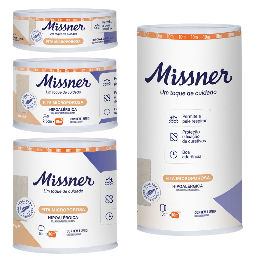 6 Fitas Micropore Bege 10 Metros Missner Todos os Tamanhos Microporosa Hipoalergênica