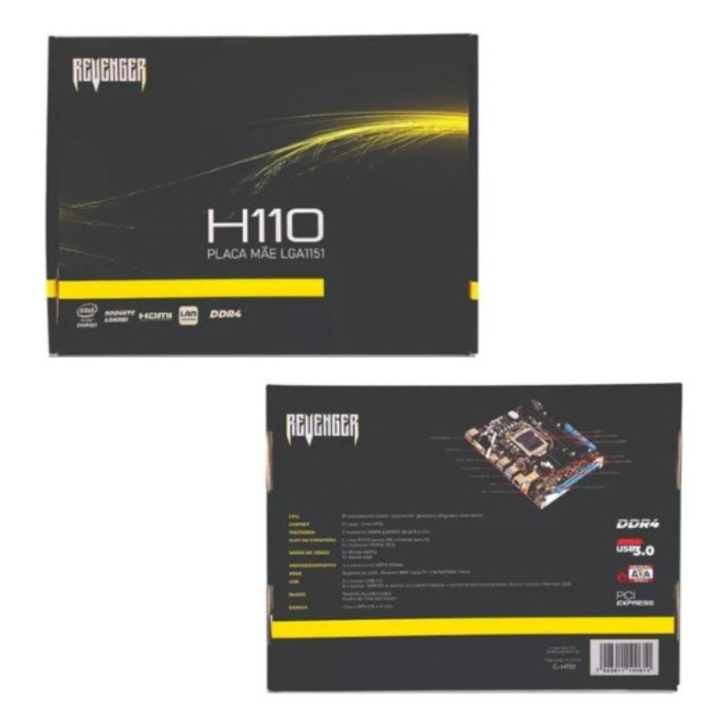 Placa Mãe H110 Revenger DDR4 Compatível i3 i5 i7 6ª/7ª Geração