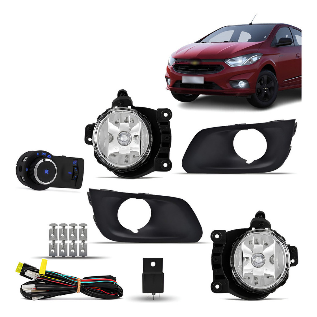Kit Farol Neblina Onix Joy 2020 2021 Moldura Botão Bipartido Branco