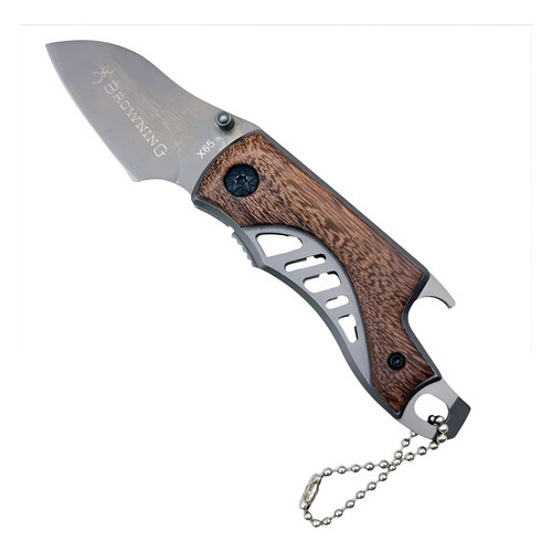 Canivete Browning X65 Madeira Chaveiro Com Abridor Garrafa Madeira / Cinza Chumbo