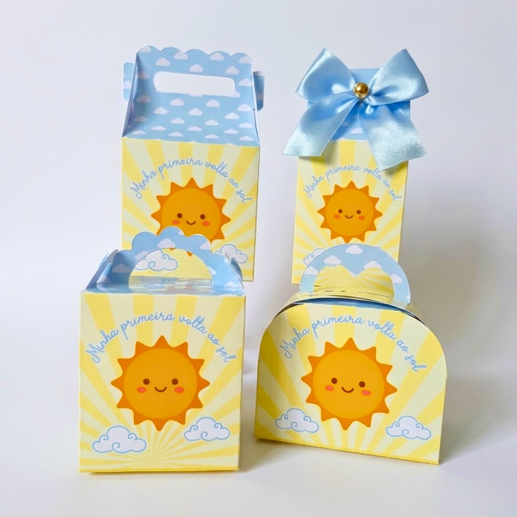 Caixinha Lembrança Primeira Volta ao Sol Personalizada | Nome e Idade | Aniversário Infantil Menino e Menina