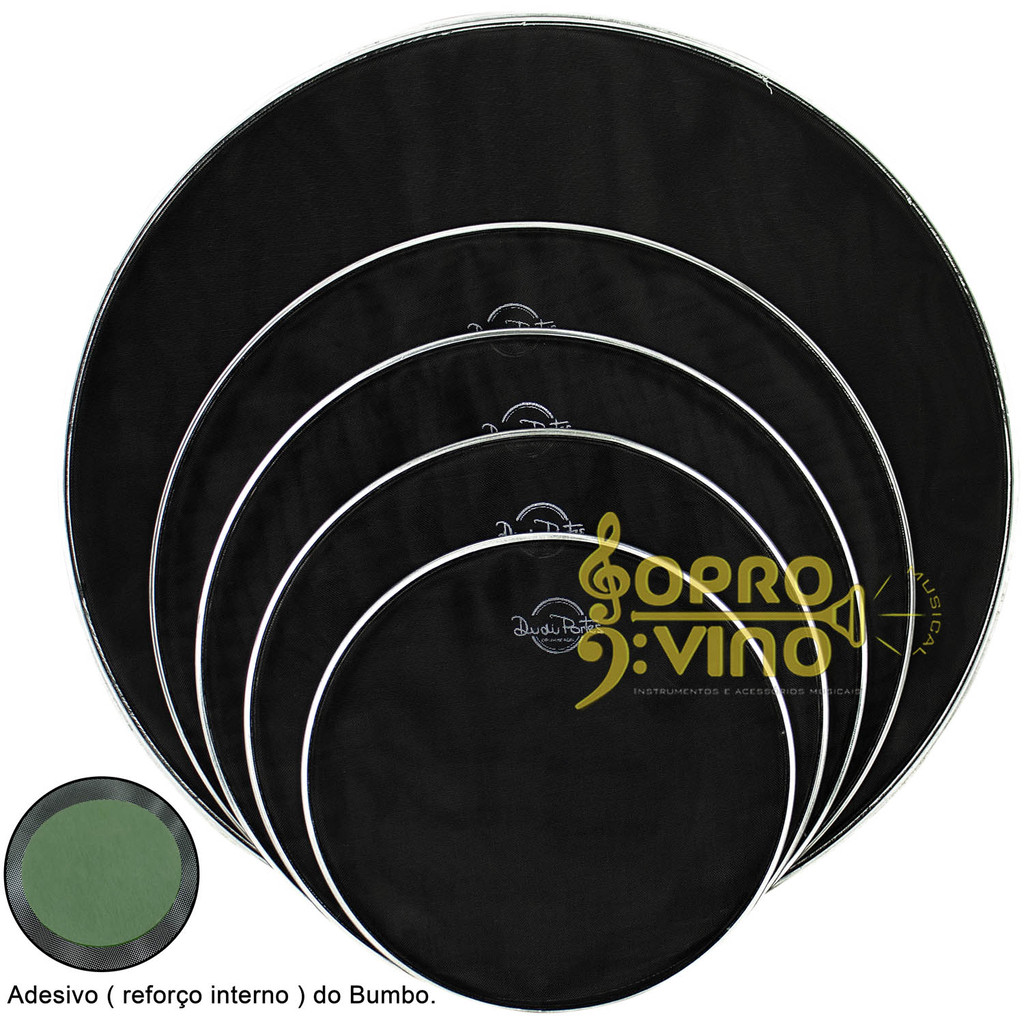 Kit c/ 05 Peles Mudas Silent Head Standard Bateria ( 12", 13", 14", 16" e Bumbo 22" ) Luen Signature Dudu Portes DP