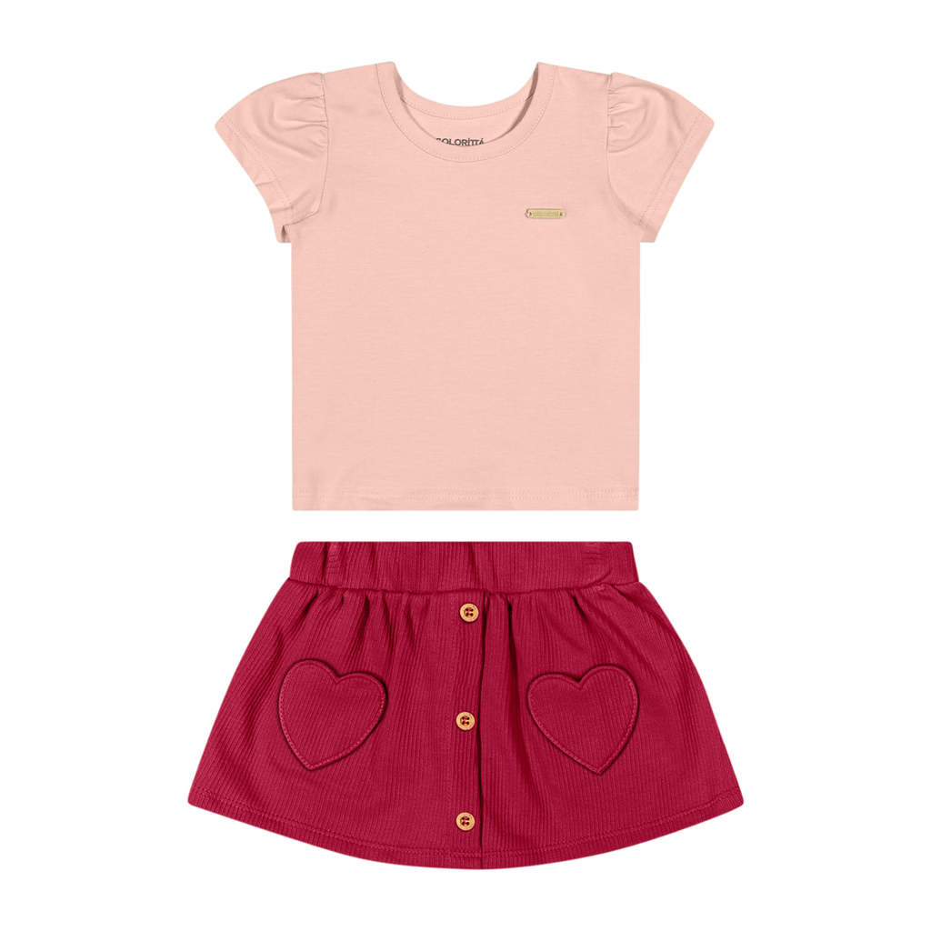 Conjunto Bebê Menina Curto Coração Colorittá Rosa em Oferta na Shopee