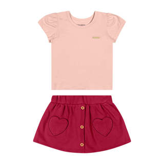 Conjunto Bebê Menina Curto Coração Colorittá Rosa em Oferta na Shopee