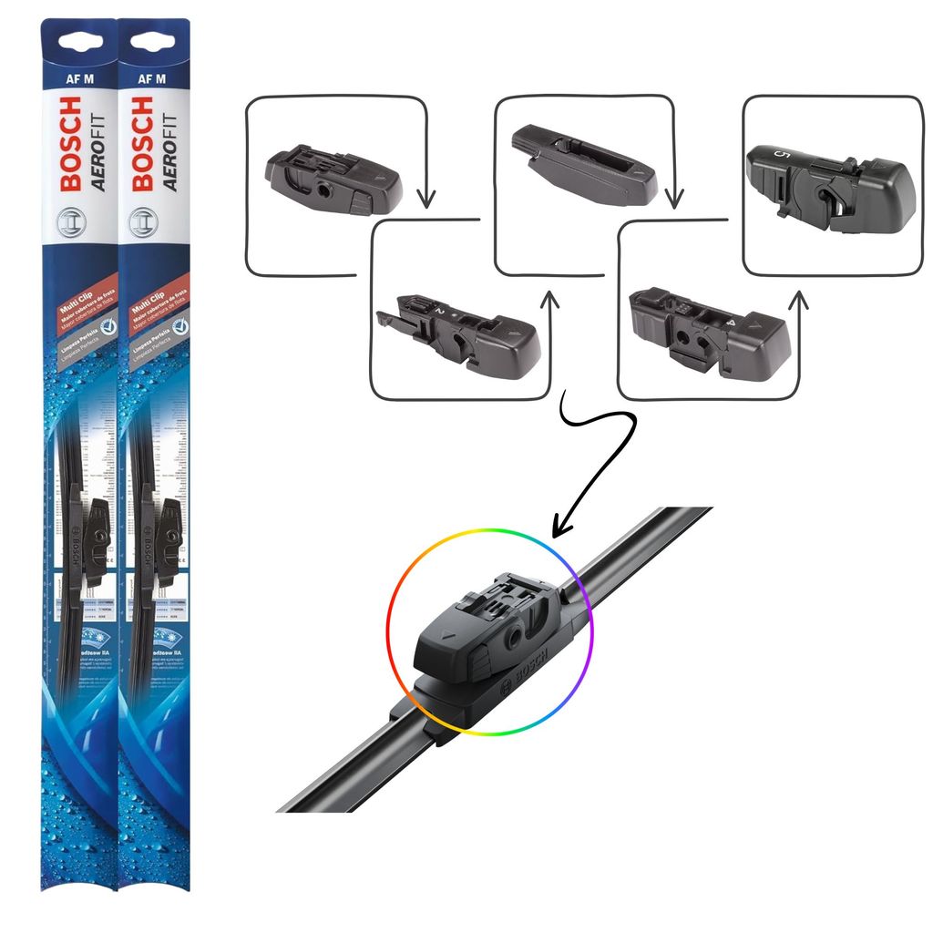 Imagem PAR PALHETA LIMPADOR PARABRISA CHUVA ORIGINAL BOSCH MULTICLIP VOLKSWAGEN