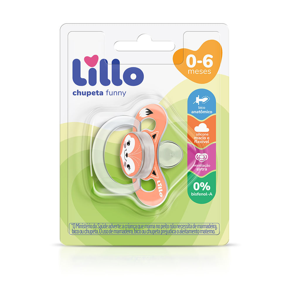 Chupeta Lillo Funny Animais Raposa de 0 a 6 Meses em Oferta na Shopee