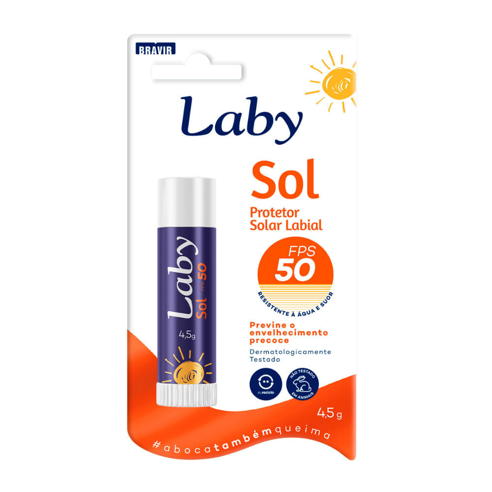 Protetor Solar Labial Laby FPS 50 Stick Sem Sabor com 4,5g em Oferta na Shopee