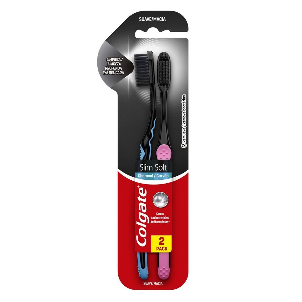 Escova de Dente Colgate Slim Soft Black 2 Unidades
