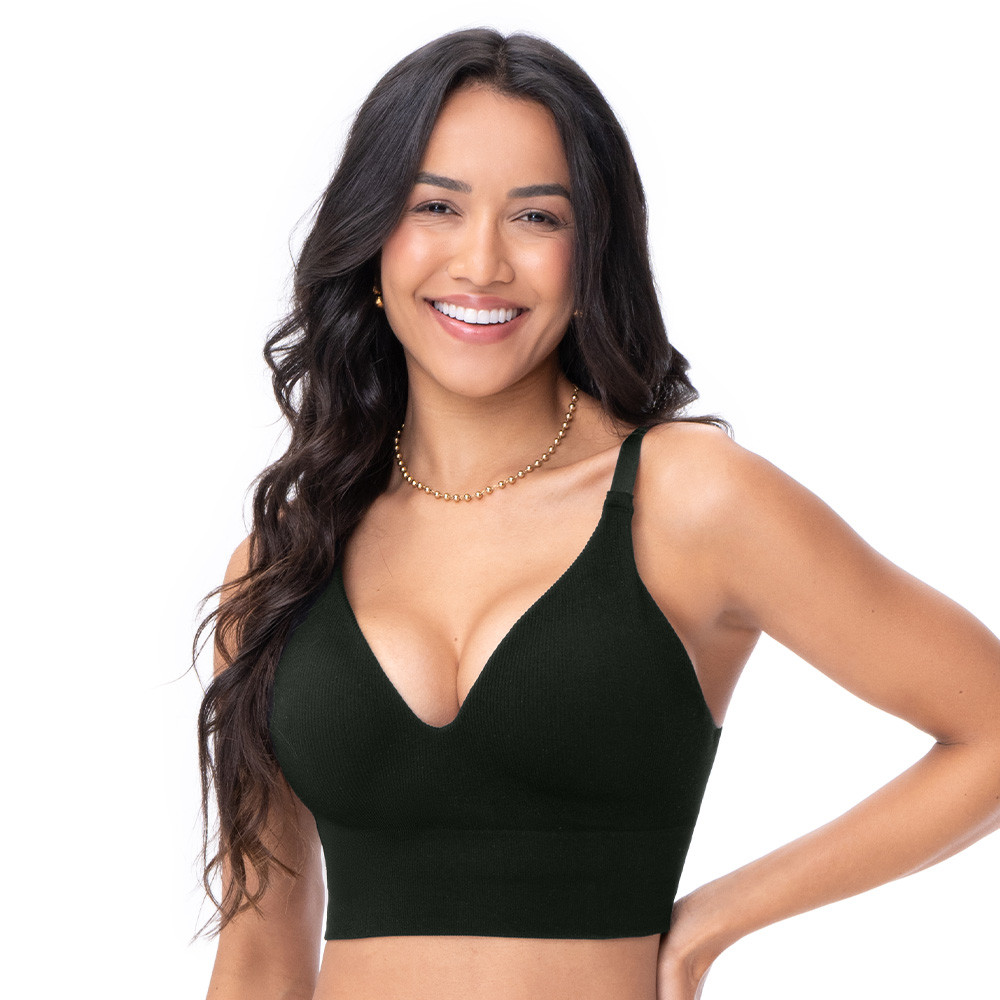 Imagem Top Cropped V Rib com Bojo sem Costura Preto