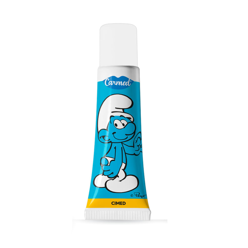 Hidratante Labial Carmed Os Smurfs Blueberry Incolor Personagens Sortidos 10g em Oferta na Shopee