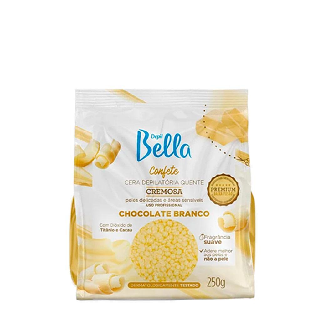 Cera Depilatória Confete Quente Chocolate Branco Depil Bella 250g