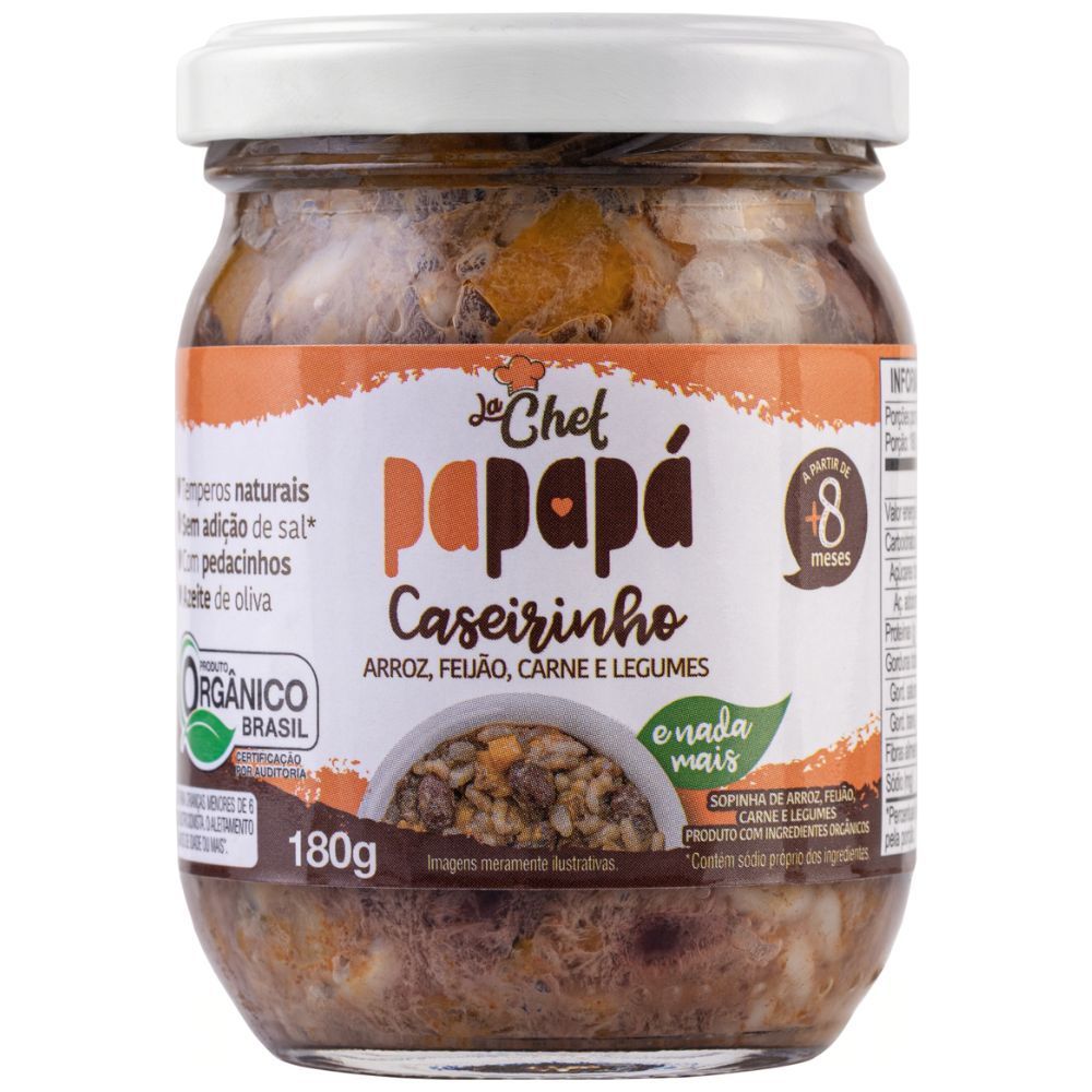 Sopinha Caseirinho Papapá La Chef Orgânico Arroz, Feijão, Carne e Legumes 180g em Oferta na Shopee