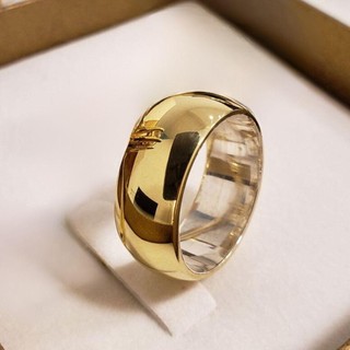Aliança De Casamento 8mm Abaulada Grossa Dourada Unidade Anel de Noivado Aço Inoxidável Cor Ouro 18k