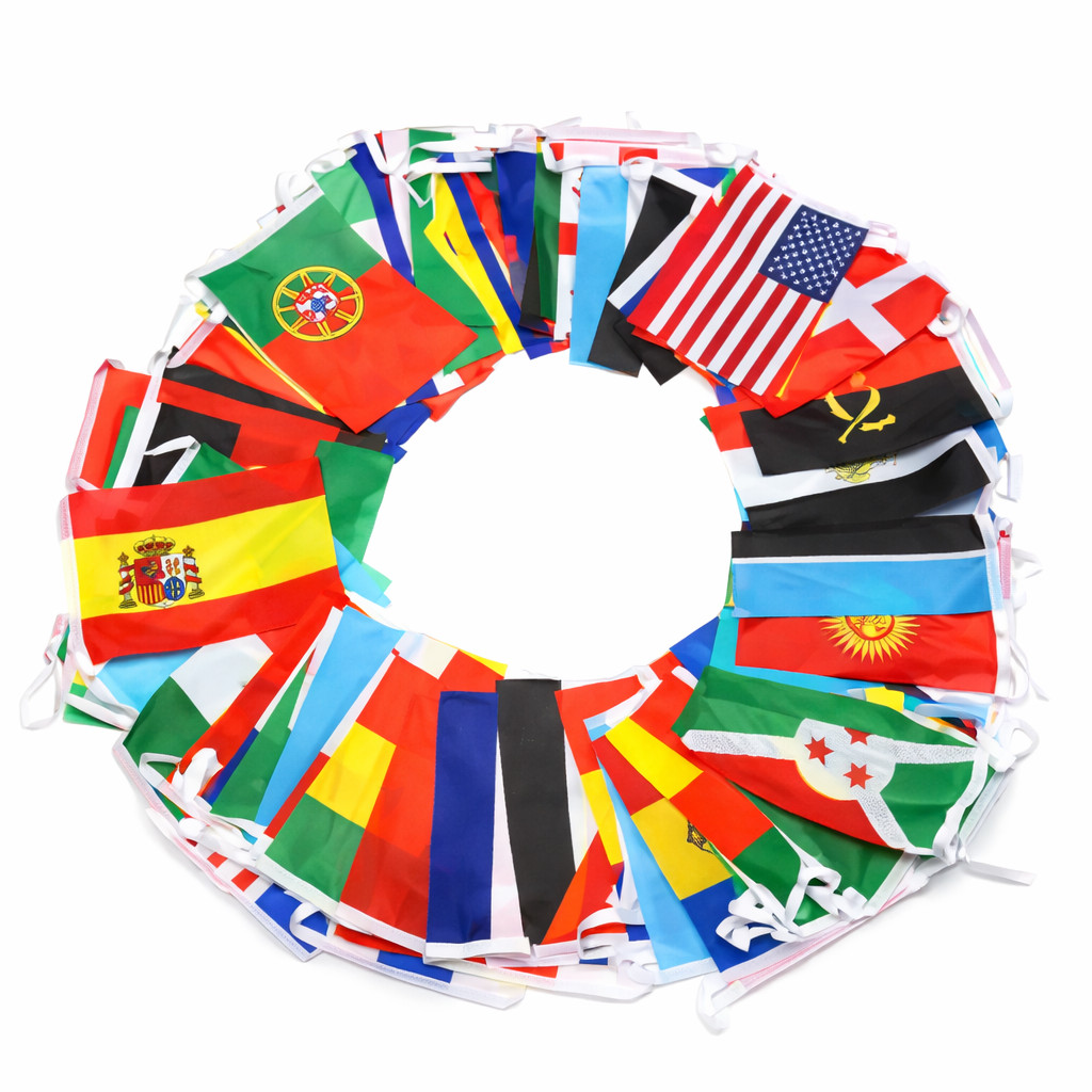 Varal Decorativo Países Copa Do Mundo 2026 Decoraçao 14m 48 Bandeiras Bandeirinhas Varal Países