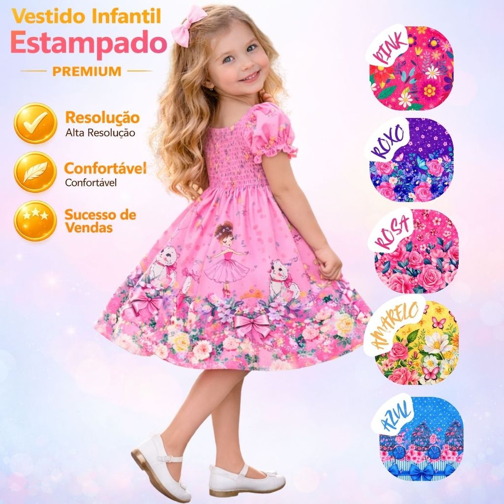 Vestido Infantil Meninna Casual Ciganinha Gata Bailarina