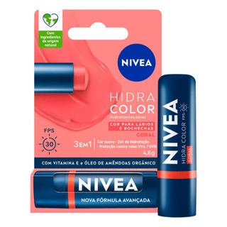 Hidratante Labial Nivea Hidra Color Coral 4,8g - VENCIMENTO OUTUBRO 2026 em Oferta na Shopee