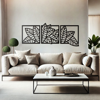 Kit  3 peças Quadro Decorativo Folhas Vazado 100% MDF 3mm Folhagens em Oferta na Shopee