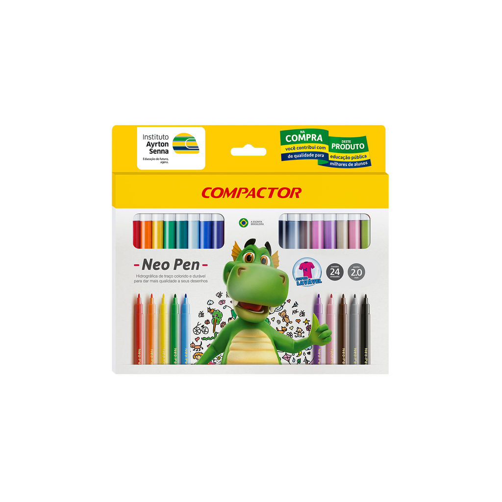 Hidrocor Compactor Neopen com 24 Cores em Oferta na Shopee