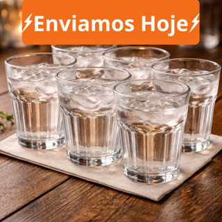 Copos de Vidro 400ml Kit até 12uni. Super Resistente Copo Alto Premium em Oferta na Shopee