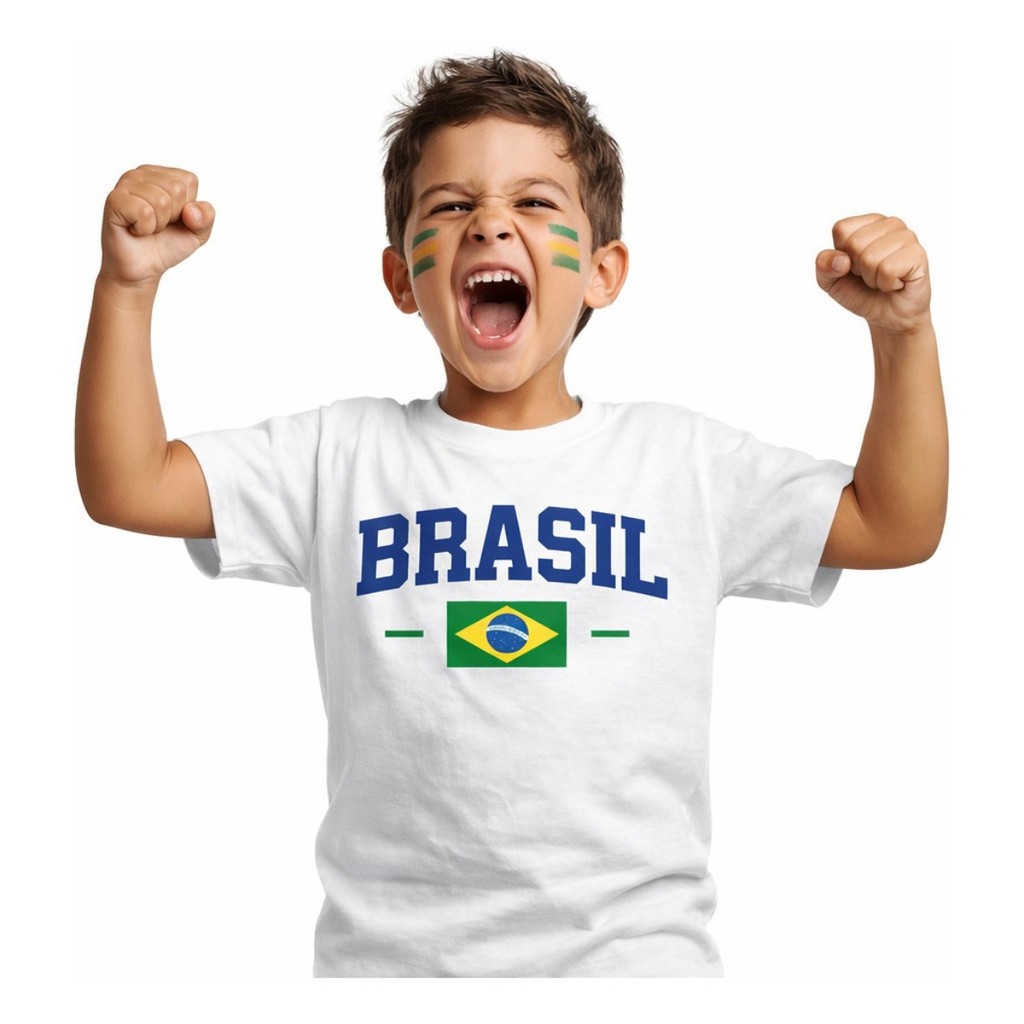 Camiseta Brasil Copa do Mundo 100% Algodão