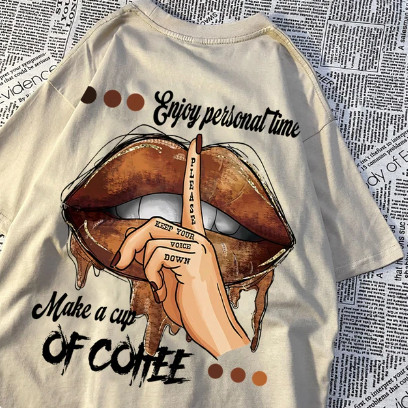 Camiseta Algodão Confortável Estampada Camisa Tendência OFF COFFEE Boca Silencio Feminino Unissex
