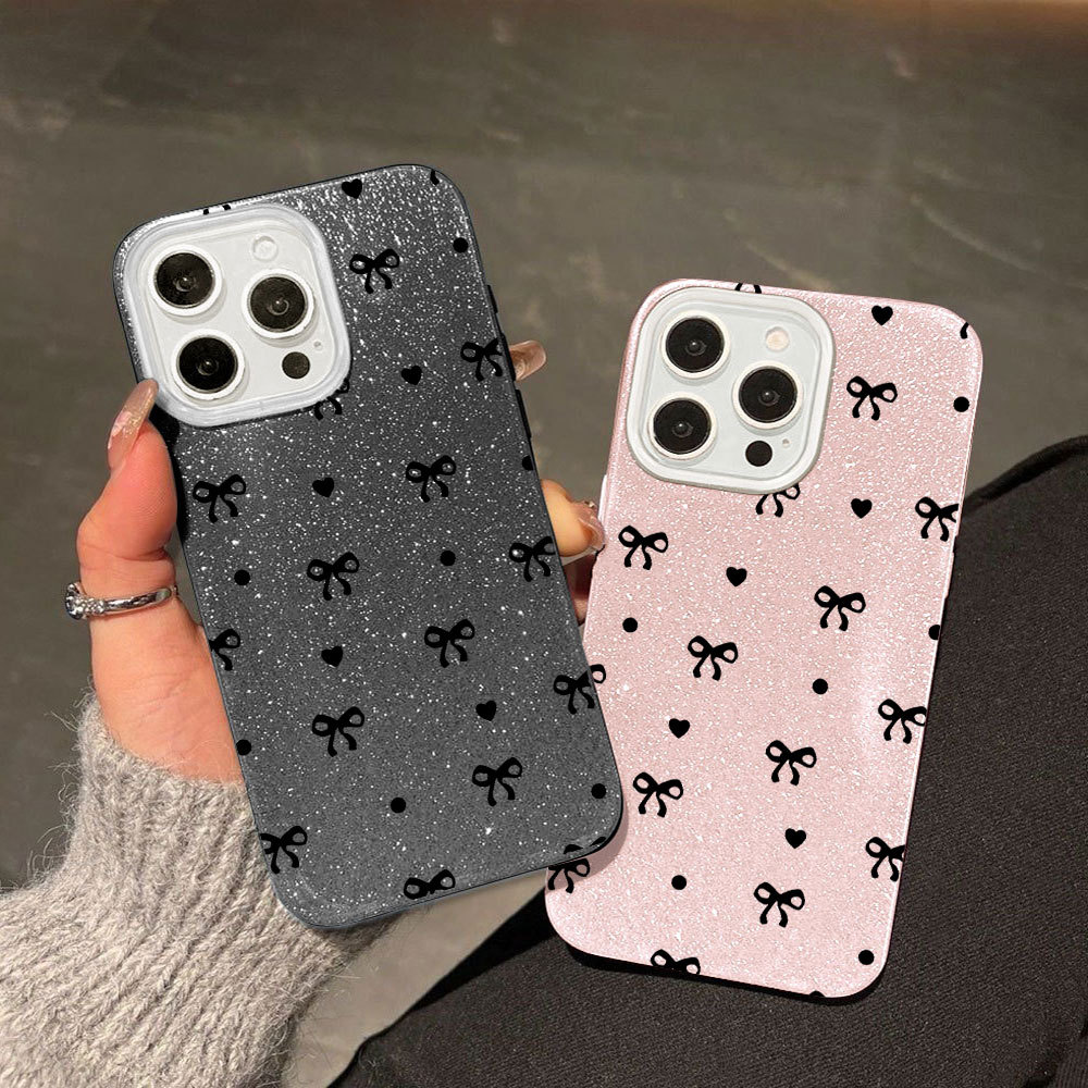 Capinha Capa iPhone Capinha iPhone Capinhas Diferentes Laço Coração Brilho Para 17 16 15 14 13 12 11 Pro Max