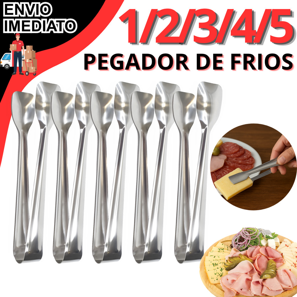 Kit 1 A 5 Pegador Em Inox Para Frios Mesa Posta Gelo Universal Salada Carne Buffet Restaurante em Oferta na Shopee