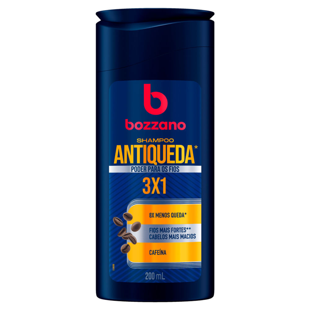 Shampoo Bozzano Antiqueda 3 x 1 Cafeína 200ml em Oferta na Shopee