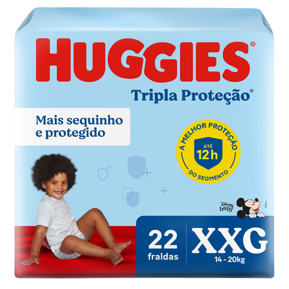 Fralda Huggies Tripla Proteção Tamanho XXG Pacote Jumbo 22 Fraldas Descartáveis