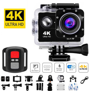 Câmera de ação 4K Ultra HD WiFi 30 metros à prova d'água com controle remoto